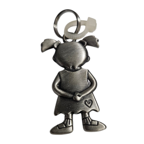 Ganz Pewter Girl Pendant Charm Letter P Teal Enamel NWOT - Picture 2 of 3